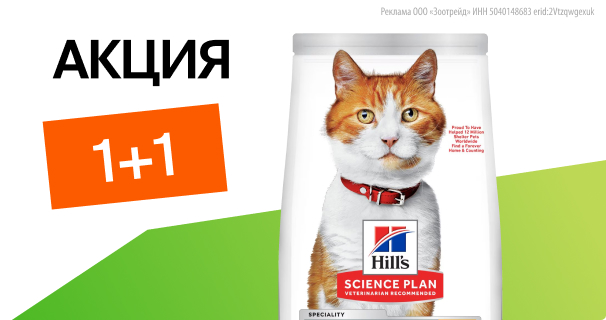 Hill`s: 1+1 сухой корм для кошек в подарок