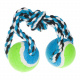 Превью Игрушка для собак Мячи теннисные на веревке с узлом синие 40 см