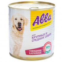 консервы для собак средних и крупных пород, с говядиной и бараниной, 750 г