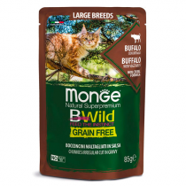 Monge Cat BWild GRAIN FREE пауч из мяса буйвола с овощами для кошек крупных пород 85г
