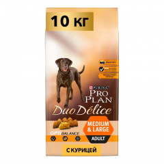 Duo Delice сухой корм для взрослых собак средних и крупных пород, с высоким содержанием курицы, 10 кг