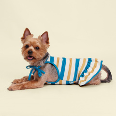 Майка-платье для собак и кошек, XS, песочно-синее в полоску