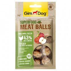 GimDog Дополнительный корм для собак, мясные шарики из курицы с яблоком и киноа, 70 г