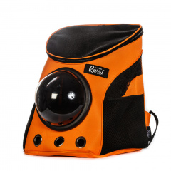 Рюкзак переноска для кошек и собак с окошком оранжевый 35х28х39 см