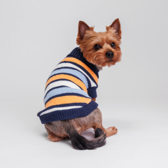 Свитер полосатый для собак, 20 см, оранжево-голубой