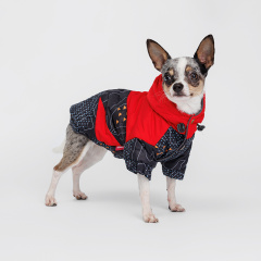Куртка с капюшоном для собак, M, красно-черная
