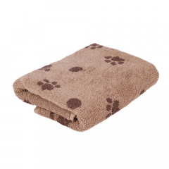 Полотенце для кошек и собак, 40х70 см, бежевое с лапками