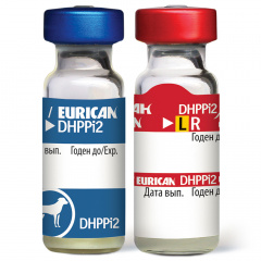 Эурикан DHPPI+LR Вакцина против чумы, аденовирозов, парвовироза, парагриппа-2, лептоспироза и бешенства собак, 1 доза (2 флакона)