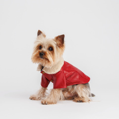 Куртка из кожзама для собак, XS, красная