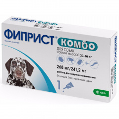 Фиприст Комбо капли на холку для собак весом от 20 до 40 кг от блох и клещей, 1 пипетка