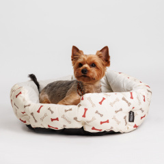 Лежак для собак и кошек Косточки, 60х50 см, бежевый
