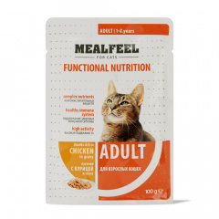 Functional Nutrition Adult Влажный корм (пауч) для кошек старше 1 года, с кусочками курицы в соусе, 100 гр.