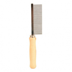 Расчёска с частым зубом 18 см с деревянной ручкой