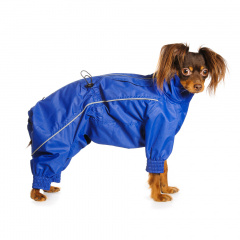 Дождевик с мембраной и резиновой молнией для собак Такса средняя 2XL синий (девочка)