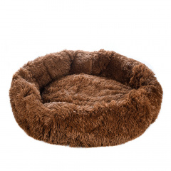 Лежак круглый для кошек и собак мелких и средних пород, 70 см, коричневый