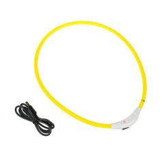 Ошейник для собак крупных пород светящий USB зарядка желтый 70 см