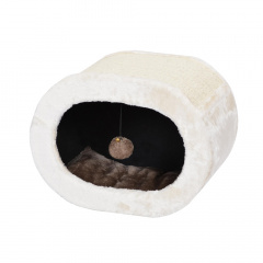 Дом-когтеточка (40х28х30 см) из сизаля и плюша с игрушкой для кошек