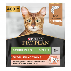Sterilised сухой корм для взрослых кошек для поддержания органов чувств у стерилизованных с лососем, 400 г