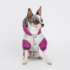 Куртка с капюшоном для собак, S, серо-фиолетовая