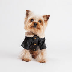 Куртка из кожзама для собак, XS, черная