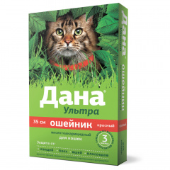 Дана Ультра ошейник инсектоакарицидный для кошек, 35 см, красный