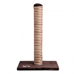 Когтеточка-столбик для кошек Chocolato на подставке, бежевая/темно-коричневая 40х40х63 см
