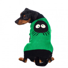 Свитер для собак зеленый с пауком светящийся Led XS