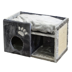 Дом-когтеточка для кошек Тумба с лежаком, серый, 70х37х42 см