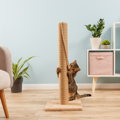 Когтеточка-столбик (35х35х82 см, верёвка 10 см) с джутом для кошек, бежевый