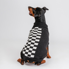 Свитер для собак, 20 см, черно-белые шахматы