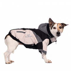 Куртка для собак мелких пород Джек Рассел, Карликовый пинчер, Бигль серая с капюшоном на молнии 24x36x23 см