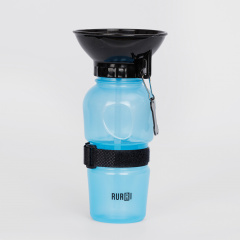 Бутылка с чашей для воды для собак и кошек, 550 мл, голубая