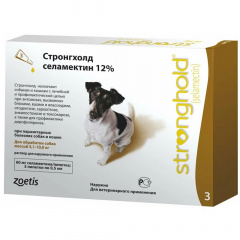 Стронгхолд капли на холку для собак весом от 5 до 10 кг от блох, клещей и гельминтов, 3 пипетки по 0,5 мл