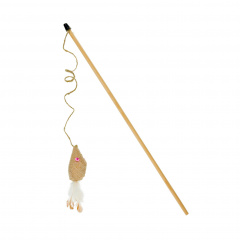 Игрушка для кошек ЭКО Дразнилка Мышь с перьями 42 см
