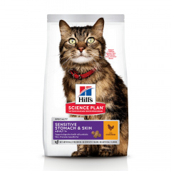 Science Plan Sensitive Stomach & Skin Сухой корм для кошек с чувствительным пищеварением и кожей, с курицей, 1,5 кг