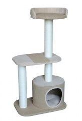Дом-когтеточка для кошек ANNELI с площадкой, бежевый, 55x38x99 см