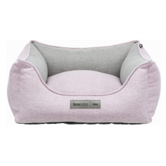 Лежак с бортиком прямоугольный Lona для кошек и собак мелких и средних пород, 80х60 см, розово-серый