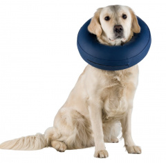 Надувной защитный воротник для собак S–M: обхват шеи 32–40 см, толщина 11 см, синий