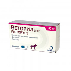 Веторил Таблетки для облегчения синдрома и болезни Кушинга у собак, 60 мг, 30 таблеток