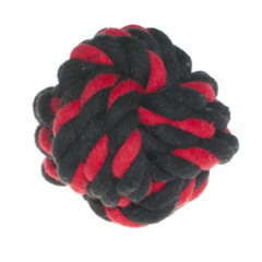 Игрушка для собак Мяч веревочный красный с черным 6 см