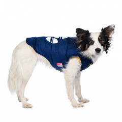 Куртка для собак двухсторонняя синяя с лапкой XS