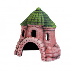Декор для аквариумов Замок-шатер, 13x9x13 см, розовый