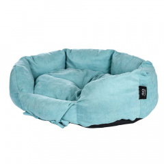 Лежак для собак и кошек круглый велюр 7, бирюзовый, 50х47 см