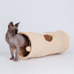 Тоннель для игры для кошек и собак, 26x65 см, бежевый