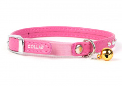 Ошейник CoLLaR GLAMOUR с резинкой, стразами для кошек (ширина 9мм, длина22-30см) розовый