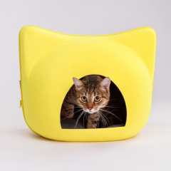 Дом с ушками из войлока для кошек и собак, 48х38х35 см, желтый