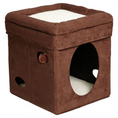 Домик-лежанка складной Currious Cat Cube для кошек и собак всех размеров, 38,4х38,4х42 см, коричневый