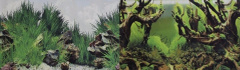 Фон двусторонний для аквариума Мангровая коряга и Подводный рельеф, 50х100 см