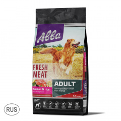 Fresh Meat Сухой корм для взрослых собак всех пород, с лососем и рисом, 12 кг