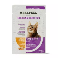 Functional Nutrition Sterilized Light Влажный корм (пауч) для стерилизованных кошек Контроль веса, с кусочками курицы в соусе, 100 гр.